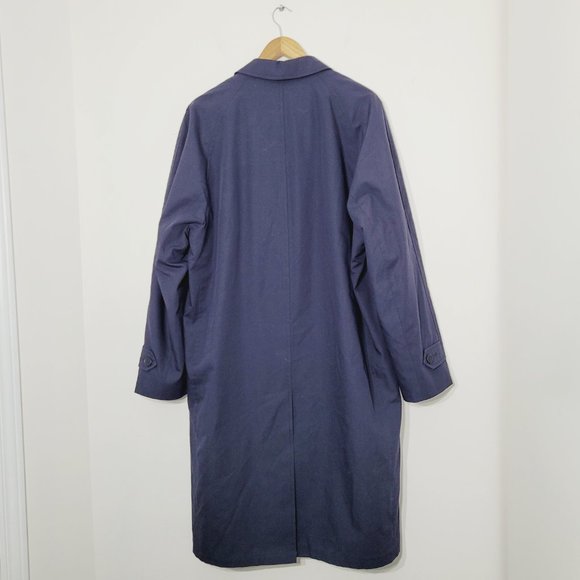 Weatherman Vintage Navy Blue Cotton Blend Full Length Trench Coat Jacket Lined - Picture 9 of 14